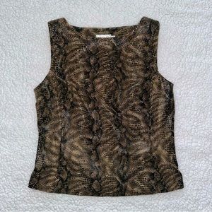 Y2K snakeskin rhinestone sparkle tank top sleeveless back zipper grunge VTG 8